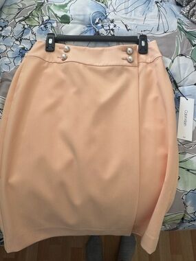 Calvin Klein Peach Pencil Skirt with Pearl Accent